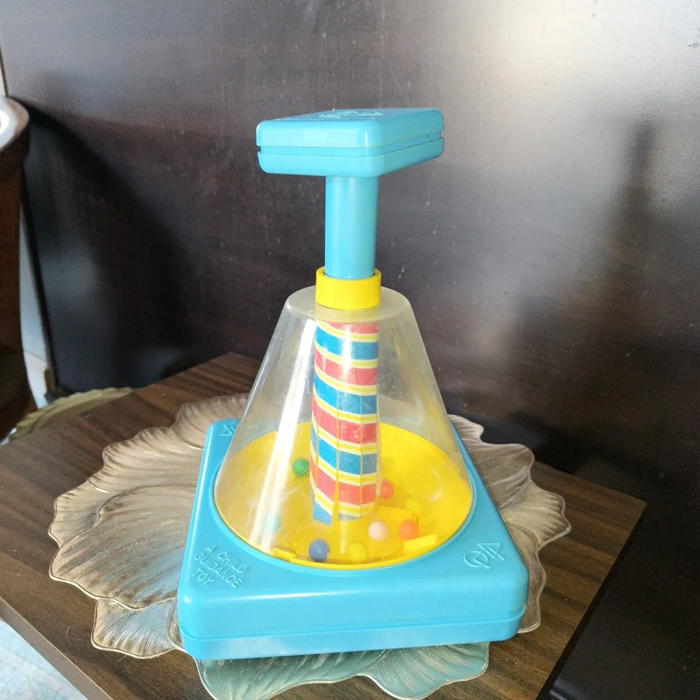 Vintage 70s Child Guidance Developmental Engagement Toy Baby Ball Popper Spinner